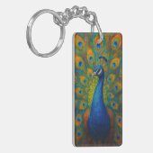 Aquarell-Pfau Schlüsselanhänger (Vorderseite links)