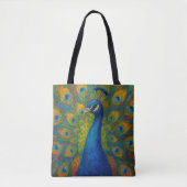 Aquarell-Pfau Tasche (Vorderseite)