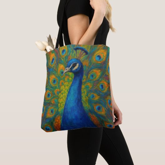 Aquarell-Pfau Tasche (Von Nahem)