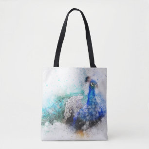 Aquarell-Pfau Tasche