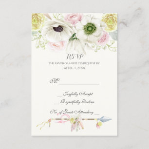 Aquarell-Pfeil-Federn BlumenBoho Stammes- RSVP Karte