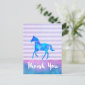 Aquarell-Pferd auf horizontalen Streifen danken Postkarte (Stehend Vorderseite)