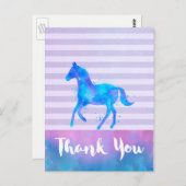 Aquarell-Pferd auf horizontalen Streifen danken Postkarte (Vorne/Hinten)