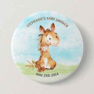 Aquarell-Pferd-Babydusche Button