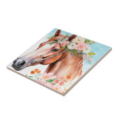 Aquarell-Pferd-Blumen-Dekorative Keramikfliese (Seite)