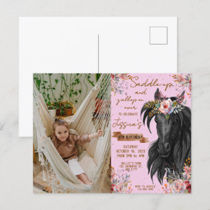 Aquarell Pferd Geburtstag Cowgirl Postkarte