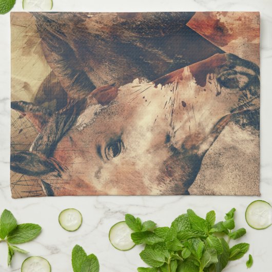 Aquarell-Pferde Geschirrtuch (Gefaltet)