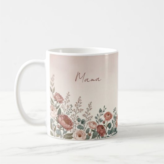Aquarell-Pfingstrose Botanische Kaffeetasse für Ma (Links)