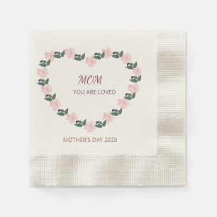 "Aquarell-Pfingstrose Herz Mama Du wirst geliebt" Serviette