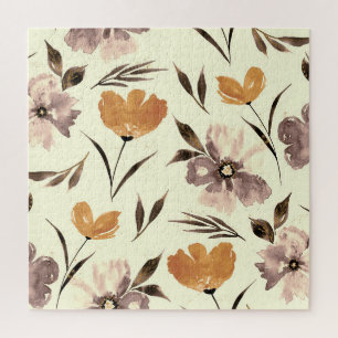 Aquarell-Pfingstrose-Mohn, abstraktes Blumenmuster Puzzle