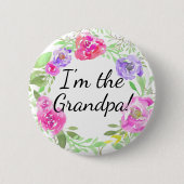 Aquarell-Pfingstrosen-Babyparty bin ich Button (Vorderseite)