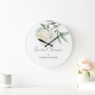 Aquarell-Pfingstrosen-Blume Brautparty Große Wanduhr