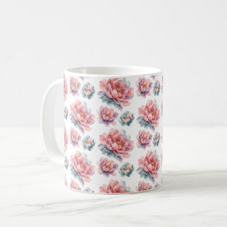 Aquarell-Pfingstrosen-Blumen Kaffeetasse
