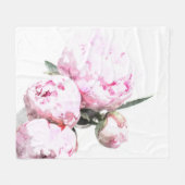 Aquarell-Pfingstrosen-Decke Fleecedecke (Vorderseite (Horizontal))