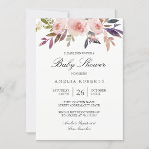 Aquarell-Pfingstrosen Lila Rosa Babyparty Einladung