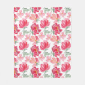 Aquarell-Pfingstrosen-Muster Fleecedecke (Vorderseite)