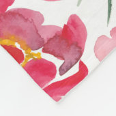 Aquarell-Pfingstrosen-Muster Fleecedecke (Ecke)