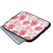 Aquarell-Pfingstrosen-Muster Laptopschutzhülle (Vorne Knopf)