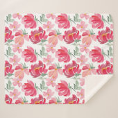 Aquarell-Pfingstrosen-Muster Sherpadecke (Vorderseite (Horizontal))