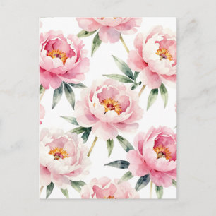 Aquarell-Pfingstrosen-Rosa-Blumenmuster Postkarte