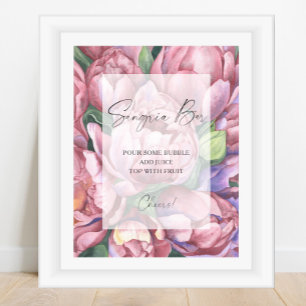 Aquarell-Pfingstrosen - Sangria-Bar Poster