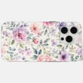 Aquarell-Pfingstrosen und Lavendel-Blumenmuster Case-Mate iPhone Hülle (Rückseite (Horizontal))