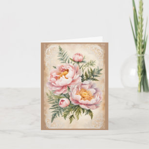 Aquarell-Pfingstrosen Valentinstag Feiertagskarte