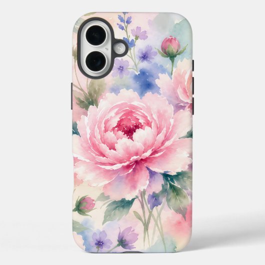 Aquarell-Pfingstrosenblüte Case-Mate iPhone Hülle (Rückseite)
