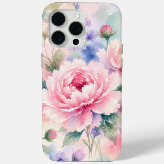 Aquarell-Pfingstrosenblüte Case-Mate iPhone Hülle (Rückseite)