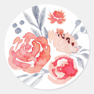 Aquarell-Pfirsich-Blumenaufkleber Runder Aufkleber