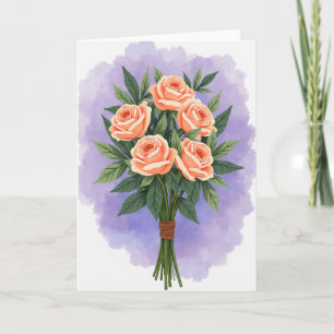 Aquarell-Pfirsich-Blumenkarte Karte