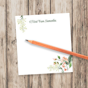 Aquarell-Pfirsich-Blumenmuster personalisiert Notizblock