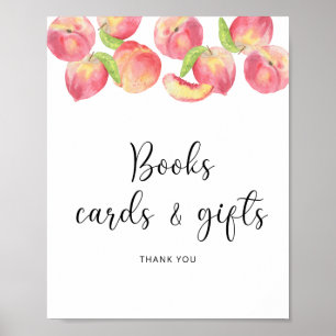 Aquarell-Pfirsich-Bücher-Karten-und-Geschenke-Plak Poster