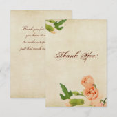 Aquarell-Pfirsich-Gartennelken-Ecken Dankeskarte (Vorne/Hinten)