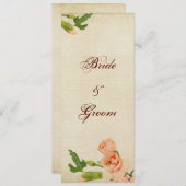 Aquarell-Pfirsich-Gartennelken-Ecken Einladung (Vorne/Hinten)