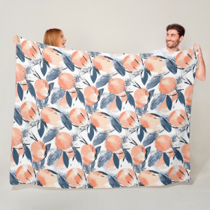 Aquarell Pfirsich Pattern Design Fleecedecke