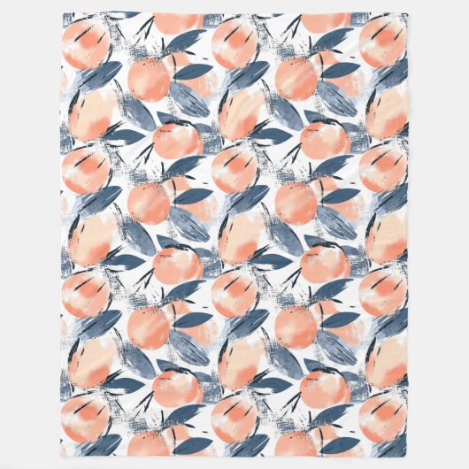 Aquarell Pfirsich Pattern Design Fleecedecke (Vorderseite)