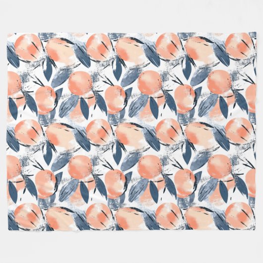 Aquarell Pfirsich Pattern Design Fleecedecke (Vorderseite (Horizontal))