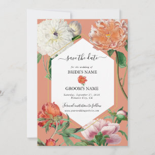 Aquarell Pfirsich Rosa Pfingstrosen Blumen Hochzei Save The Date