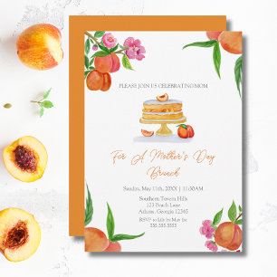 Aquarell-Pfirsich-Torten-Blüten Muttertags-Brunch Einladung