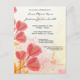 Aquarell Pfirsich Tulip Polterabend Einladung