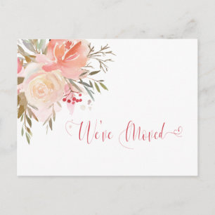 Aquarell-Pfirsich- und Rosa-Umzugsankündigung Postkarte