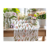 Aquarell Pfirsich Weißrosa Tulpen Osterfrühling Kurzer Tischläufer