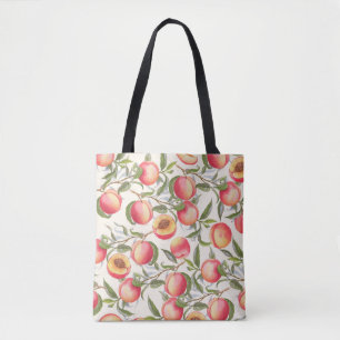 Aquarell-Pfirsiche, nahtloses florales Muster. Tasche