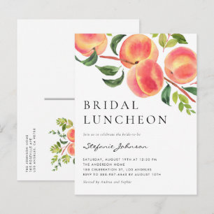 Aquarell-Pfirsiche Sommer-Bridal-Luncheon Einladungspostkarte