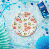 Aquarell-Pfirsiche und Grün Sommerparty Pappteller (Party)