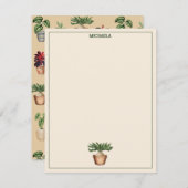 Aquarell Pflanze Terracotta Töpfe Name Mitteilungskarte (Vorne/Hinten)