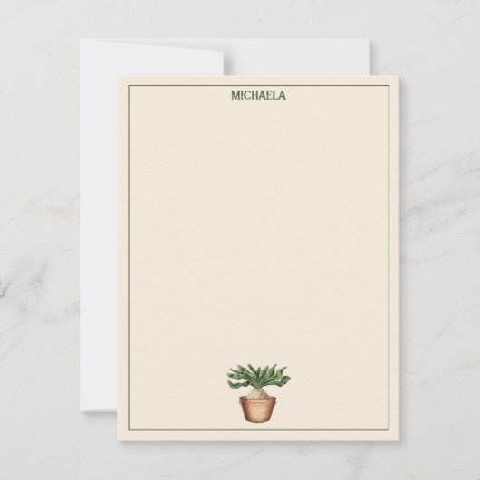 Aquarell Pflanze Terracotta Töpfe Name Mitteilungskarte (Vorderseite)