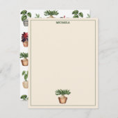 Aquarell Pflanze Terracotta Töpfe Name Mitteilungskarte (Vorne/Hinten)