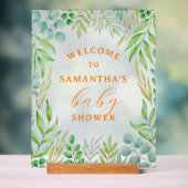 Aquarell Pflanzen Foliage Babydusche Begrüßung Acrylschild (Neutral)